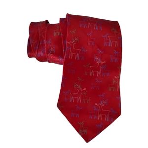FN Vintage Men's Christmas Reindeer Necktie  100% Silk Festive Holiday Tie